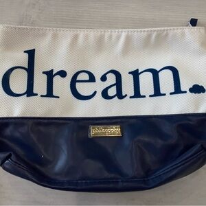 Dreams Canvas and Faux Leather Cosmetic Pouch - Navy & Cream